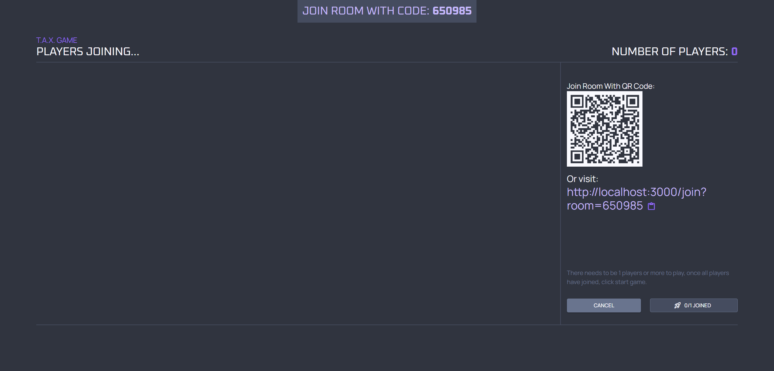 Join Game Screen